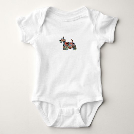 Scottie Terrier Geometric Pattern Silhouette Karie Baby Strampler (Vorderseite)