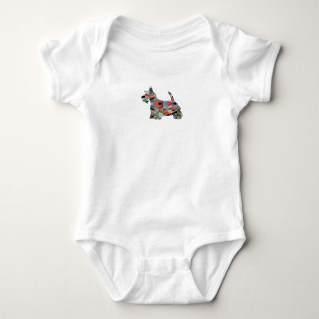 Scottie Terrier Geometric Pattern Silhouette Karie Baby Strampler (Vorderseite)