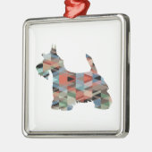 Scottie Terrier Geometric Pattern Silhouette Karie Ornament Aus Metall (Links)