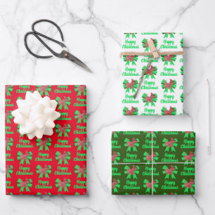 Scottie Terrier Niedlicher Weihnachtshund & Bow 3  Geschenkpapier Set