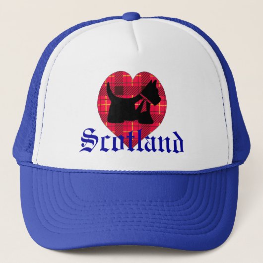 Scottie-u. Tartan-Herz-Hut Truckerkappe (Vorderseite)