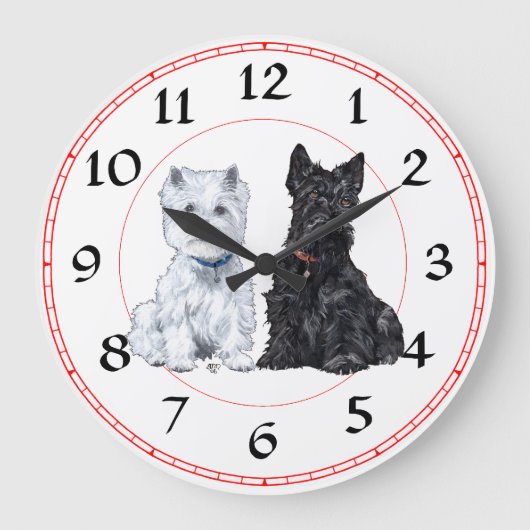 Scottie u. Westie Uhr (Vorderseite)