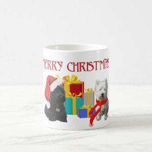 Scottie und Westie Frohe Weihnachten Kaffeetasse
