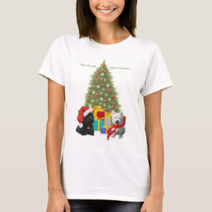 Scottie und Westie Weihnachtsbaum T-Shirt