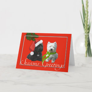 Scottie und Westie Weihnachtsgrüße Feiertagskarte