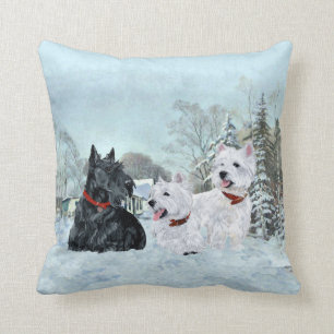Scottie und Westies - Terrier-Winter-Kissen Kissen
