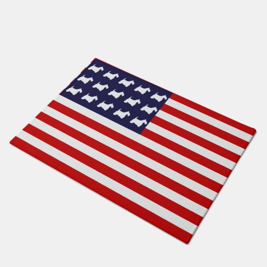 Scottie-US Flagge Fußmatte (Schrägansicht)
