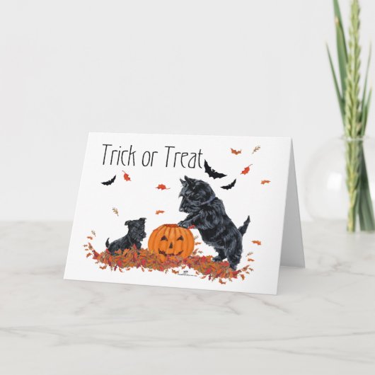 SCOTTIE Vater und Pup Halloween Karte (Vorderseite)