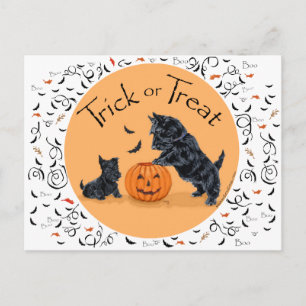 SCOTTIE Vater und Pup Halloween Postkarte