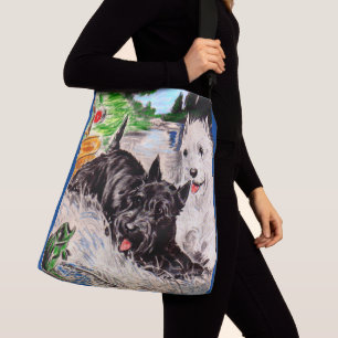 Scottie verfolgt Blackie und Whitie Fischen Tragetaschen Mit Langen Trägern