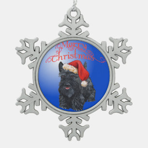 Scottie Weihnachtsbaumschmuck Schneeflocken Zinn-Ornament