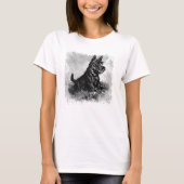 Scottie-Welpen-Holzkohlen-Art-Druck T-Shirt (Vorderseite)