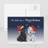 Scottie & Westie Christmas Carols Feiertagspostkarte (Vorne/Hinten)