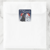 Scottie & Westie Christmas Carols Quadratischer Aufkleber (Tasche)