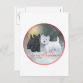 Scottie Westie Christmas Feiertagspostkarte (Vorne/Hinten)
