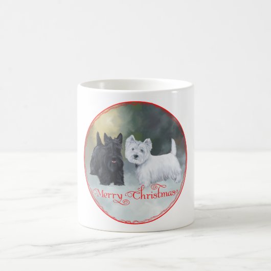Scottie Westie Christmas Kaffeetasse (Mittel)