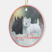 Scottie Westie Christmas Keramik Ornament (Links)