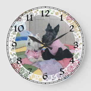 Scottie & Westie Clock Große Wanduhr