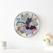 Scottie & Westie Clock Große Wanduhr (Zuhause)