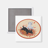 Scottie & Westie Fallen Blätter Magnet (Vorderseite/Rückseite)