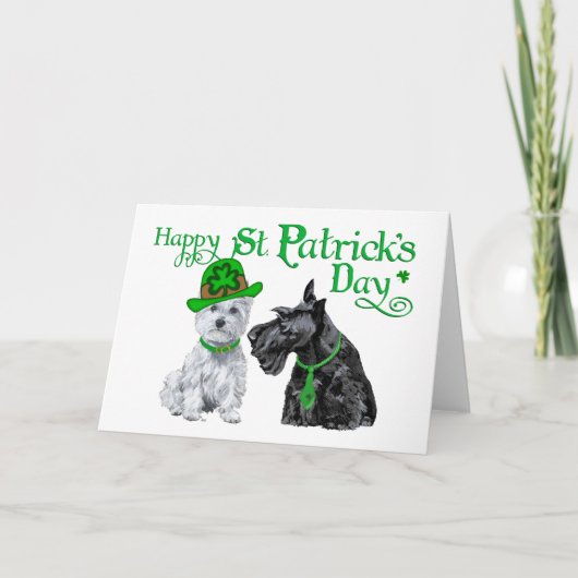 Scottie & Westie St. Paddy's Day Karte (Vorderseite)