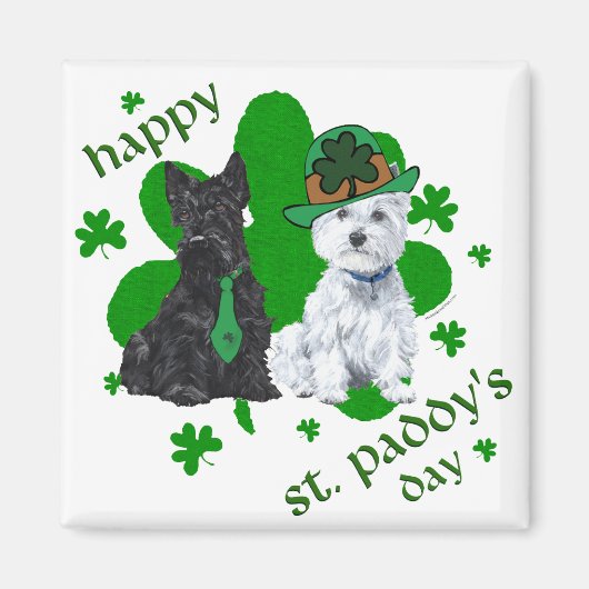 Scottie & Westie St. Paddy's Day Magnet (Vorne)