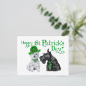 Scottie & Westie St. Paddy's Day Postkarte (Stehend Vorderseite)