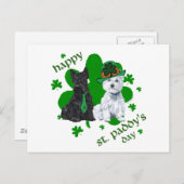 Scottie & Westie St. Paddy's Day Postkarte (Vorne/Hinten)