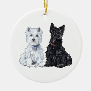 Scottie & Westie Weihnachtsbaumschmuck Keramikornament