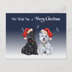 Scottie & Westie Weihnachtslieder Feiertagspostkarte