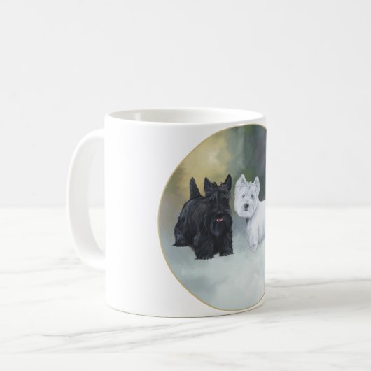 Scottie Westie Wintertime Kaffeetasse (Vorderseite Links)