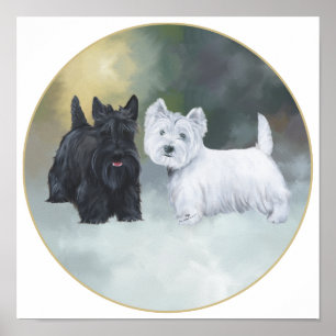 Scottie Westie Winterzeit Poster
