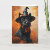 Scottie Witch Halloween Feiertagskarte (Vorderseite)