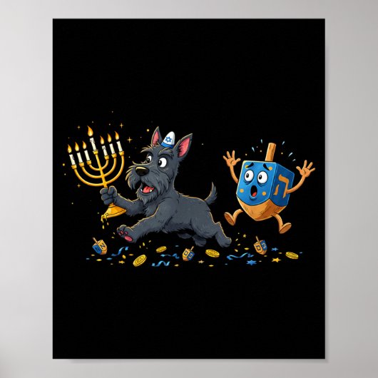 Scottierrier Dreidel Menorah Hanukkah Kids Womens Poster (Vorne)