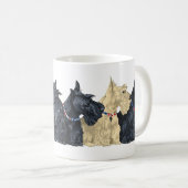 Scotties All in einer Reihe Kaffeetasse (VorderseiteRechts)