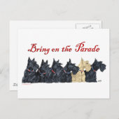Scotties All in einer Reihe Postkarte (Vorne/Hinten)