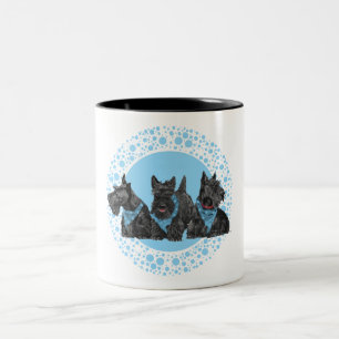 Scotties in Blau feiern Zweifarbige Tasse