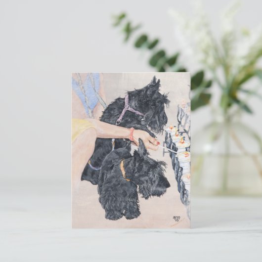 Scotties Lighting Candles Postkarte (Stehend Vorderseite)