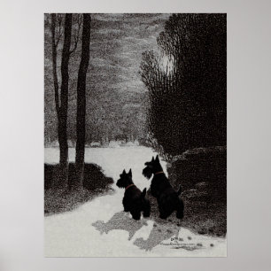 Scotties Surrealer Winterabend Poster