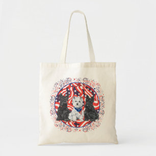 Scotties und ein Westie Patriotisch Tragetasche
