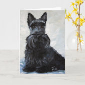 ScottieScottish Terrier - blauer Junge Karte (Gelbe Blume)