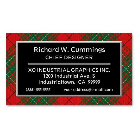 Scottish Accent Clan Cumming Red Tartan Magnetische Visitenkarte (Vorderseite)