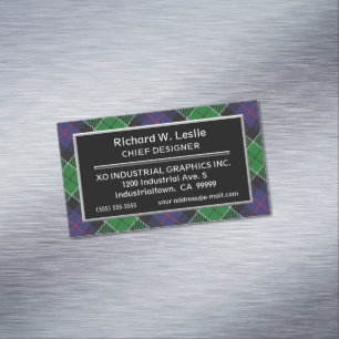 Scottish Accent Clan Leslie Tartan Magnetische Visitenkarte