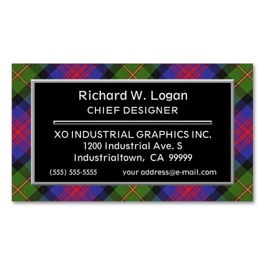 Scottish Accent Clan Logan Tartan Magnetische Visitenkarte (Vorderseite)