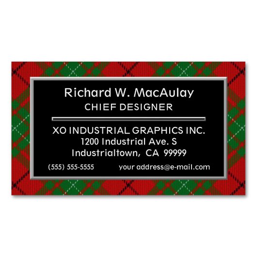Scottish Accent Clan MacAulay Tartan Magnetische Visitenkarte (Vorderseite)