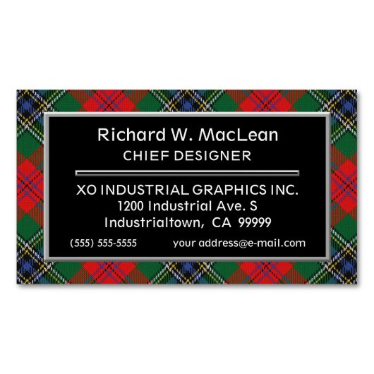 Scottish Accent Clan MacLean Tartan Magnetische Visitenkarte (Vorderseite)
