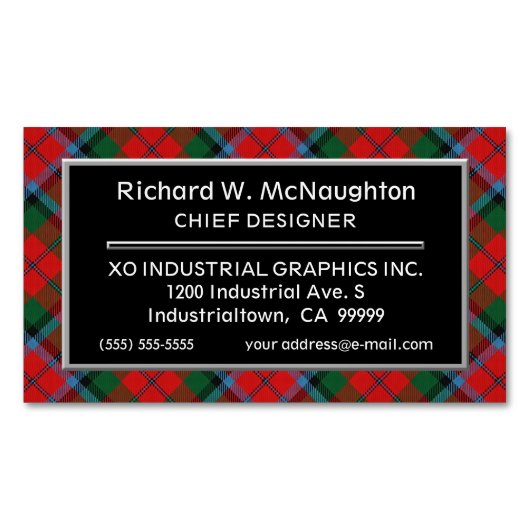 Scottish Accent Clan MacNaughton MacNachtan Tartan Magnetische Visitenkarte (Vorderseite)