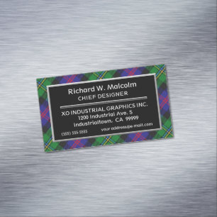 Scottish Accent Clan Malcolm Tartan Magnetische Visitenkarte