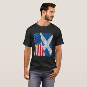 Scottish American Flag Half USA Scotland Root Prou T-Shirt (Vorne ganz)