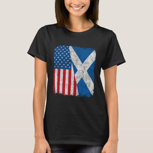 Scottish American Flag Half USA Scotland Root Prou T-Shirt (Vorderseite)